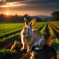 A rabbit in carrot garden