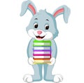 Rabbit carrying books cartoon