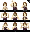 Manga Style Sign Language Set 8 Animals Royalty Free Stock Photo