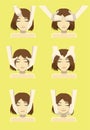 Various Head Massage Manga Cartoon Woman Cartoon Vector