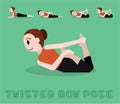 Yoga Tutorial Twisted Bow Pose Cartoon Vector Illustration