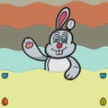 Rabbit Cartoon and Blank Space. Happy Easter Theme. Royalty Free Stock Photo