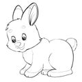 Rabbit cartoon style drawn in outline, isolated object on a white background, vector illustration, Royalty Free Stock Photo