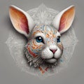 Close-up of a stylized illustration of a rabbit\'s head. Royalty Free Stock Photo