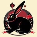 Rabbit in the chinese hieroglyphs. Vector illustration. AI Generated