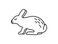 Rabbit. Chinese horoscope 2023 year. Animal symbol vector set. Black line doodle sketch. Editable path. Cartoon hare Royalty Free Stock Photo