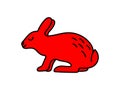 Rabbit. Chinese horoscope 2023 year. Animal symbol vector set. Red doodle sketch. Editable path. Cartoon hare Royalty Free Stock Photo