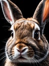 rabbit closeup face portrait on black ai generated Royalty Free Stock Photo