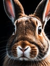 rabbit closeup face portrait on black ai generated Royalty Free Stock Photo