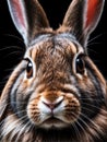 rabbit closeup face portrait on black ai generated Royalty Free Stock Photo