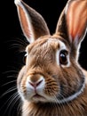 rabbit closeup face portrait on black ai generated Royalty Free Stock Photo