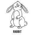 Rabbit Coloring page for preschool children. Learn numbers for kindergartens and schools. Educational game. Royalty Free Stock Photo