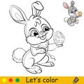 Rabbit colors an easter egg coloring with colorful template vector Royalty Free Stock Photo