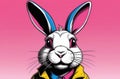 Rabbit in comic book costume, office worker rabbit Royalty Free Stock Photo