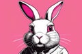 Rabbit in comic book costume, office worker rabbit Royalty Free Stock Photo