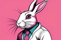 Rabbit in comic book costume, office worker rabbit Royalty Free Stock Photo