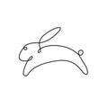 Rabbit continuous one line drawing, vector illustration minimalism