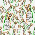 Rabbit cranky expression, funny resentful bunny, peevish animal sullen cute pet, fretful smile, fun,cartoon seamless pattern with