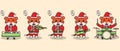 Vector illustration of Cute Tiger Santa Claus play a musical instrument. Royalty Free Stock Photo