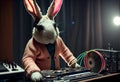 Rabbit DJ at the party. Generate Ai.