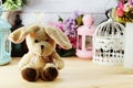 Rabbit doll and home decoration Royalty Free Stock Photo