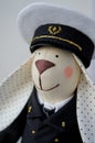 Rabbit doll in a naval officer uniform. Royalty Free Stock Photo