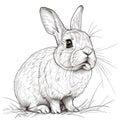 rabbit drawing Coloring book page Royalty Free Stock Photo