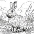 rabbit drawing Coloring book page Royalty Free Stock Photo
