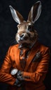 Rabbit dressed in an elegant and modern suit with a nice tie