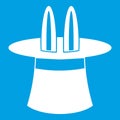 Rabbit ears appearing from a top magic hat icon white Royalty Free Stock Photo