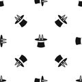 Rabbit ears appearing from a top magic hat pattern seamless black Royalty Free Stock Photo