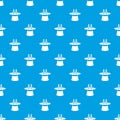 Rabbit ears appearing from a top magic hat pattern seamless blue Royalty Free Stock Photo