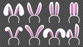 Rabbit ears. Cartoon easter bunny head mask. Animal kids costume vector elements