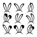 Rabbit ears headband set. Easter bunny ears isolated on background Royalty Free Stock Photo