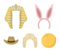 Rabbit ears, judge wig, cowboy. Hats set collection icons in cartoon style vector symbol stock illustration web.