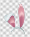 Rabbit ears realistic 3d vector illustration. Easter bunny ears kid headband, mask. Hare costume white and pink element Royalty Free Stock Photo