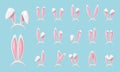 Rabbit ears realistic 3d vector illustrations set. Easter bunny ears plastic kid headband, mask collection. Royalty Free Stock Photo