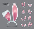 Rabbit ears realistic 3d vector illustrations set Royalty Free Stock Photo