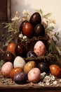 Rabbit and Easter Eggs Graphic illustration for Easter day background