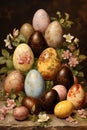 Rabbit and Easter Eggs Graphic illustration for Easter day background