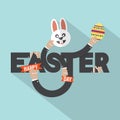 Rabbit, Egg In Hand Easter Typography Design