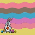 Rabbit With Eggs and Blank Space. Happy Easter Theme. Royalty Free Stock Photo