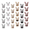 Rabbit emoticons set