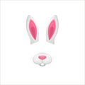 Rabbit face elements. Vector illustration. Animal character ears and nose. Video chart filter effect for selfie photo Royalty Free Stock Photo