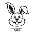 Rabbit face, year of rabbit 2023 black and white design