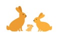 Rabbit family, mom dad and baby. vector Royalty Free Stock Photo