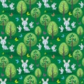 Cute rabbit family seamless pattern