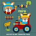 Rabbit in the farm funny animal cartoon,vector illustration