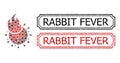 Rabbit Fever Grunge Rubber Stamps with Notches and Fired Coronavirus Mosaic of Covid Items