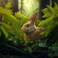 A rabbit in forest cinematic image Generative AI